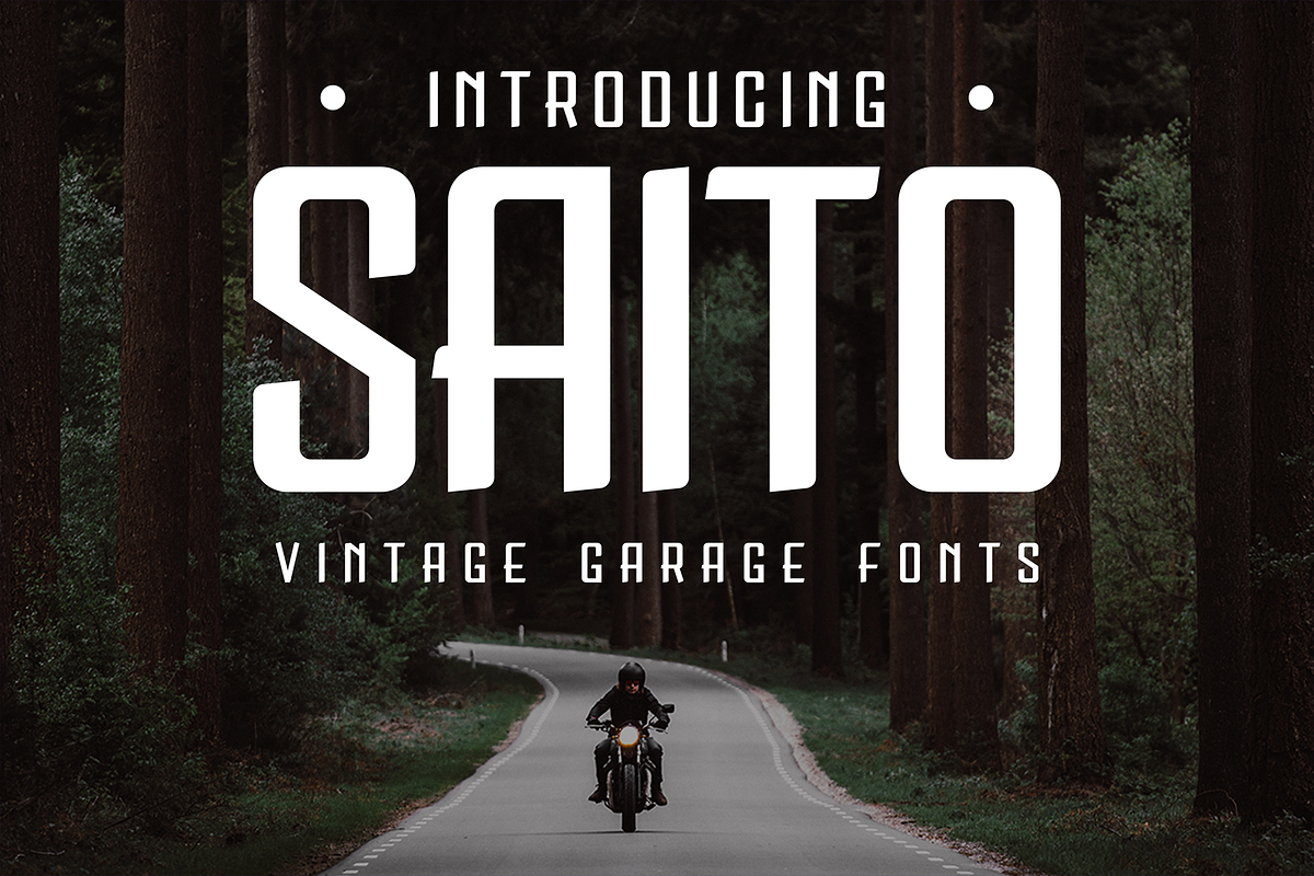 Saito – Vintage Garage Fonts, a Sans Serif Font by Konstantine Studio (Photo 1 of 3)