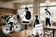 Cozy Lifestyle : Pet, Book, Plant, a Person Illustration by Jiwstudio (Thumbnail 8 of 21)