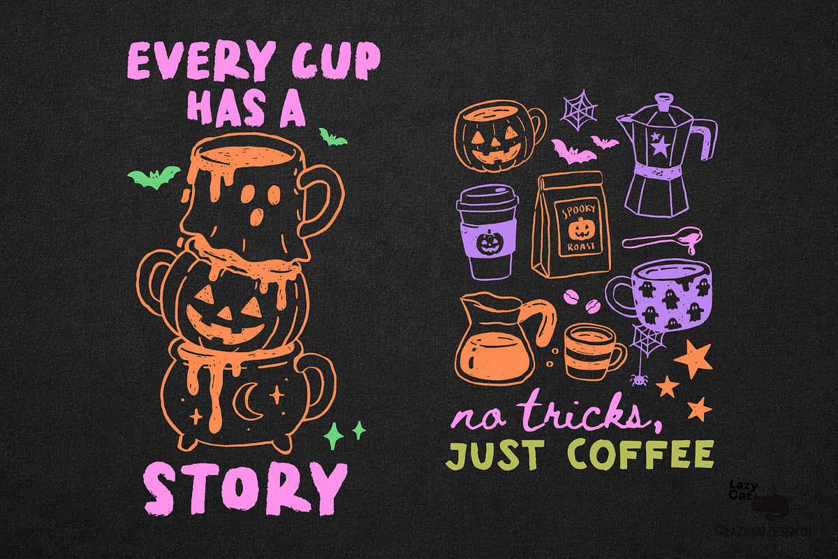 Halloween Coffee Hand-drawn Designs, an Object Graphic by Lazy Cat (Photo 3 of 7)