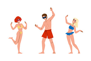 sea party beach vector, a Person Illustration by pikepicture