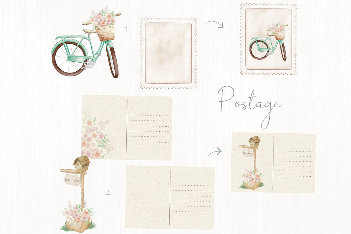 Cottage Village - watercolor clipart, an Illustration by Lolytop Studio (Photo 1 of 7)