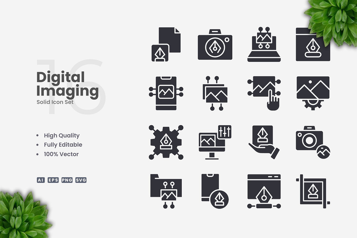 Digital Imaging Solid Icons, an Icon by Upnowgraphic