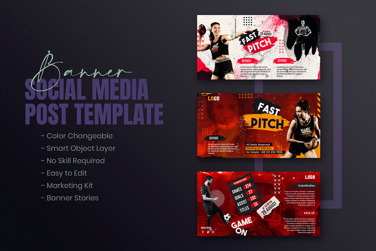 American Football Social Media Post, a Social Media Template by Creative_View (Photo 8 of 8)