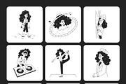 Girl Illustration Art Set, an Outline Icon by Vectors Market (Thumbnail 7 of 9)