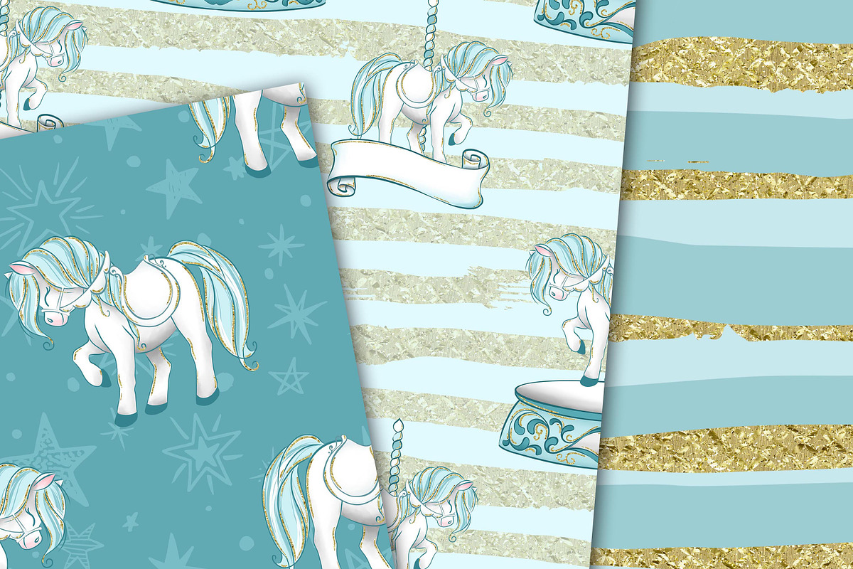 Carousel in blue, a Pattern Graphic by DarinaDigital (Photo 3 of 6)
