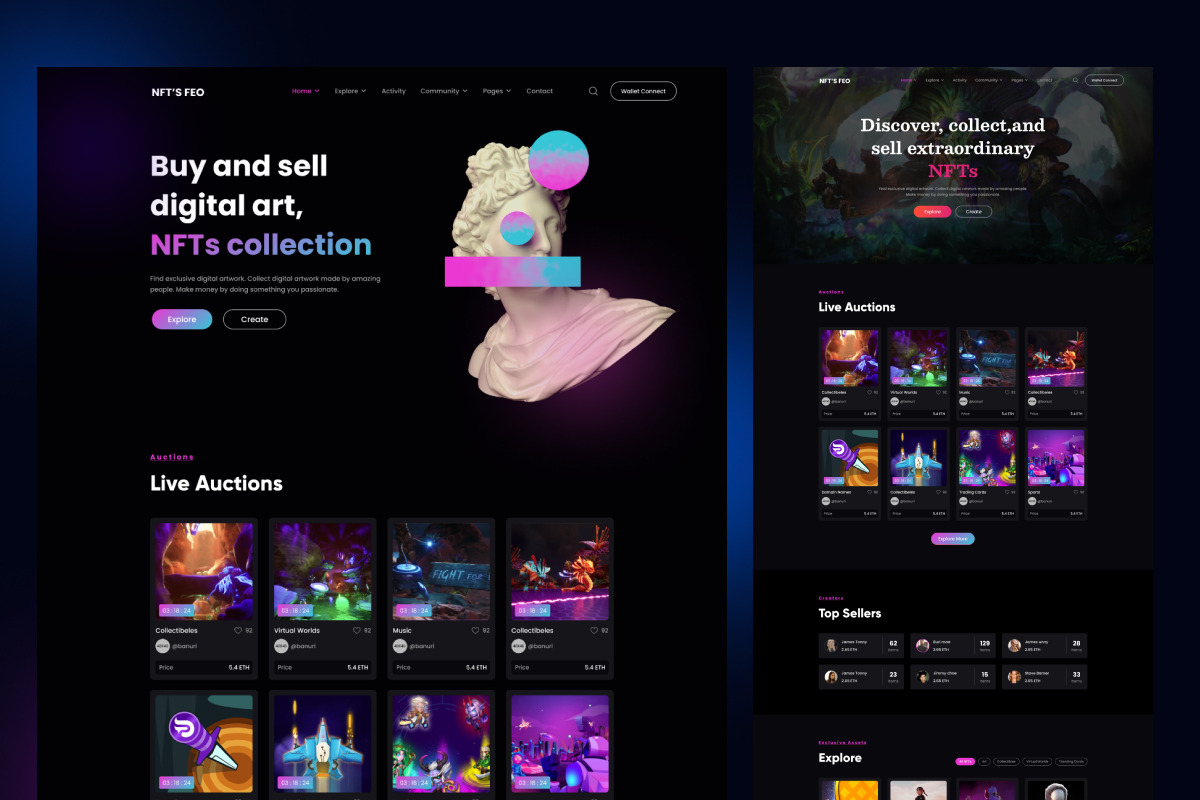 NFT’SFeo - Marketplace Website Templ, an UI Kit Template by ArtGalaxy (Photo 1 of 5)