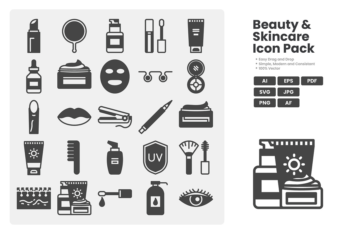 Beauty & Skincare Icon Set, a Solid Icon by erifqizeicon (Photo 3 of 3)