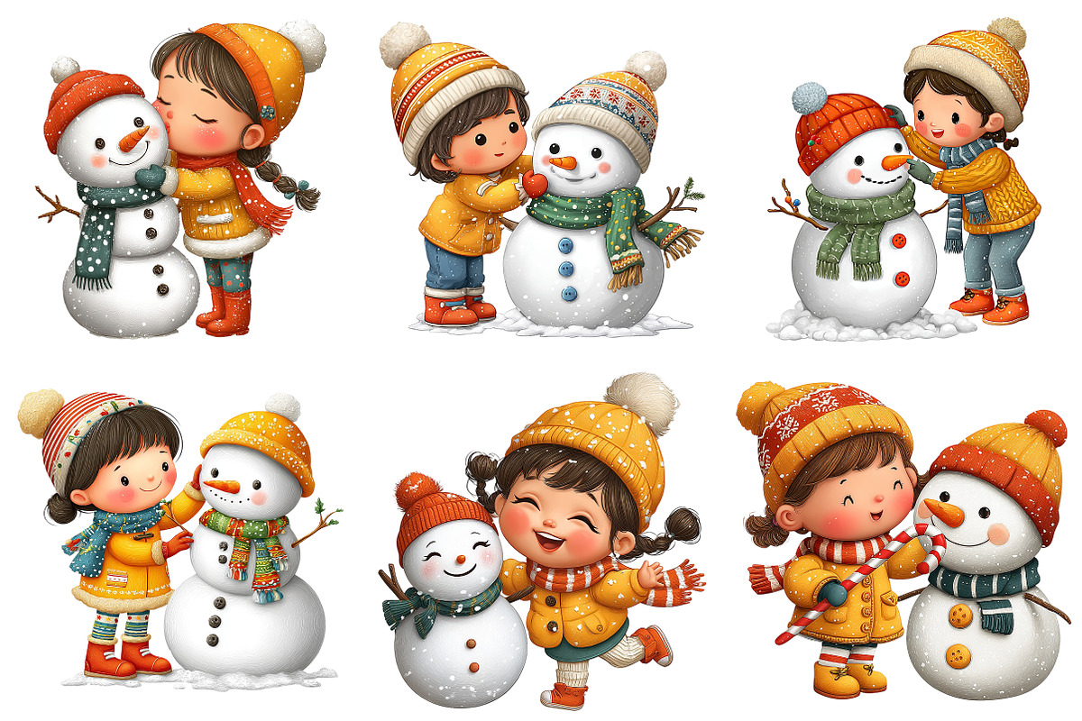 Christmas Girl with Snowman PNG, an Illustration by Craft Nest (Photo 5 of 11)