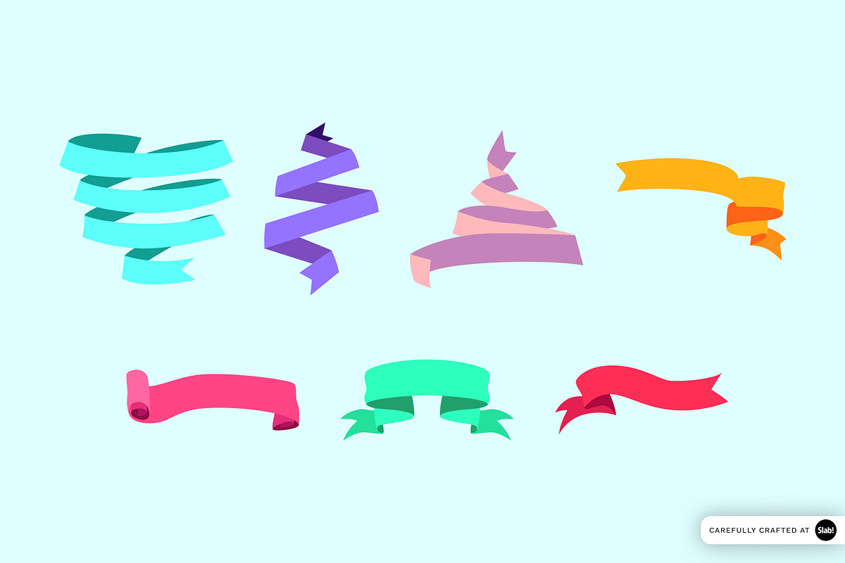 Colorful Ribbon Illustration Set, an Object Graphic by SLAB! Design (Photo 3 of 3)