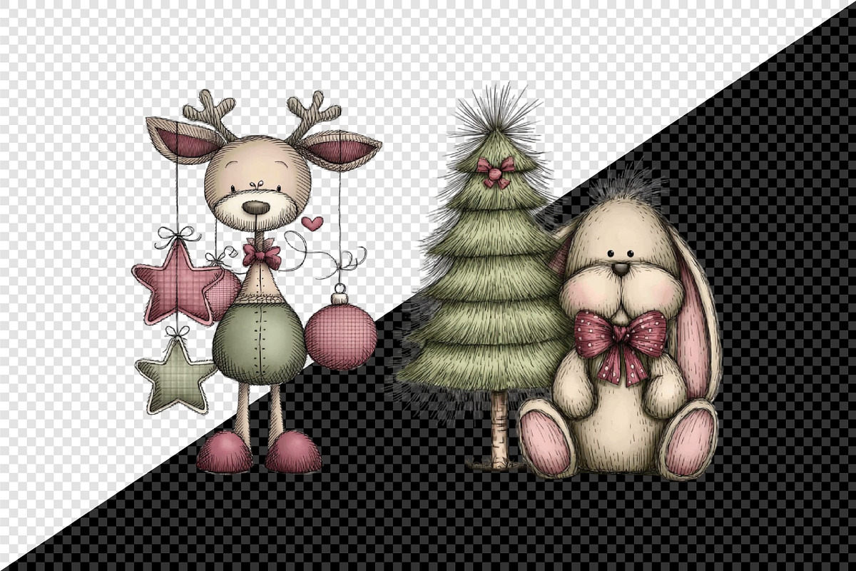 Whimsical Christmas Animals Clipart, an Illustration by Creative Art (Photo 9 of 11)