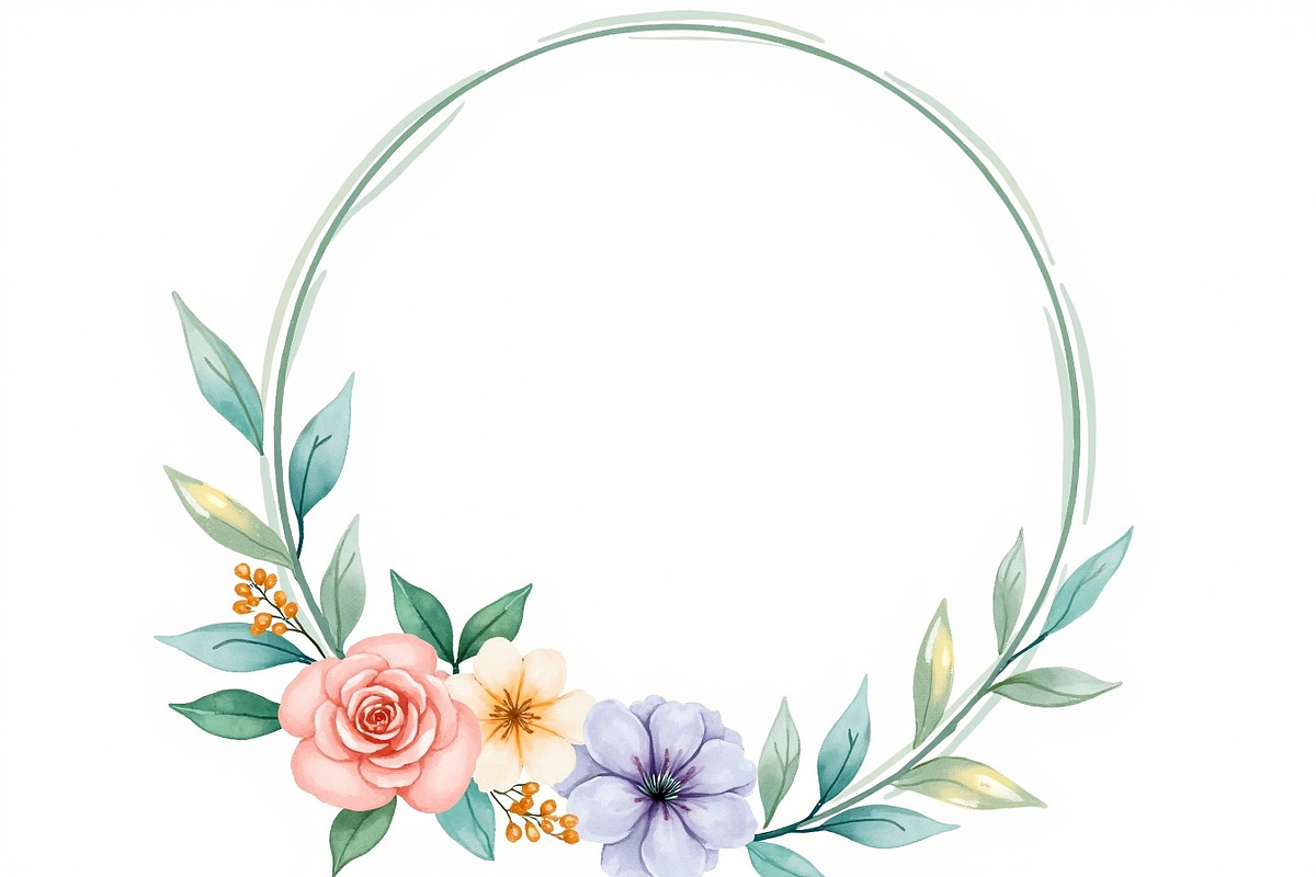 Elegant Watercolor Floral Wreaths, an Illustration by Creativeshirt (Photo 10 of 11)
