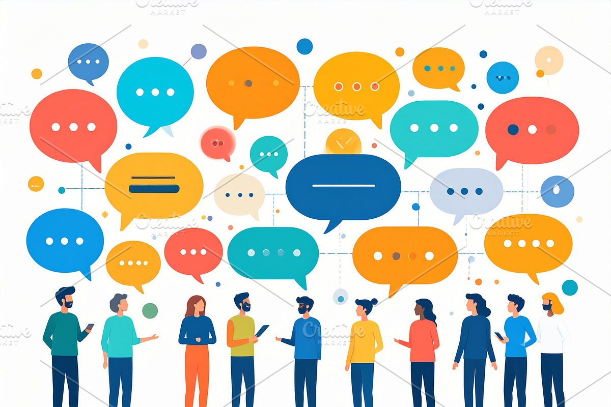 Diagram showing ordered conversation elements, an Object Illustration by DanFLCreativo