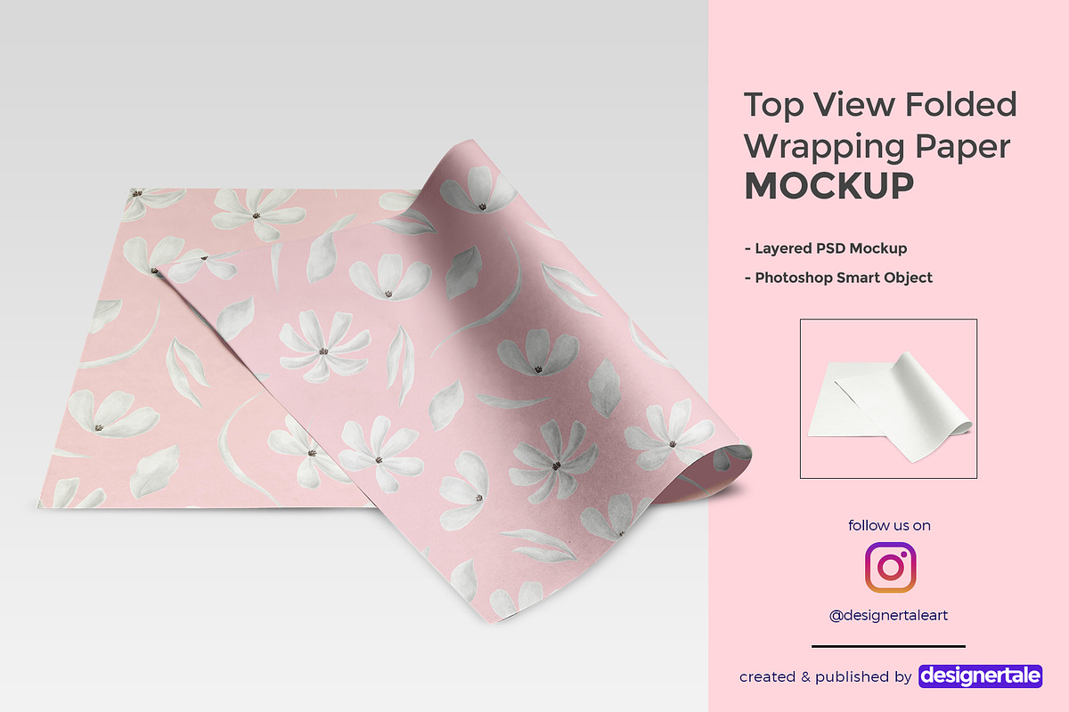 TopView Folded Wrapping Paper Mockup, a Product Mockup by Designertale (Photo 1 of 9)