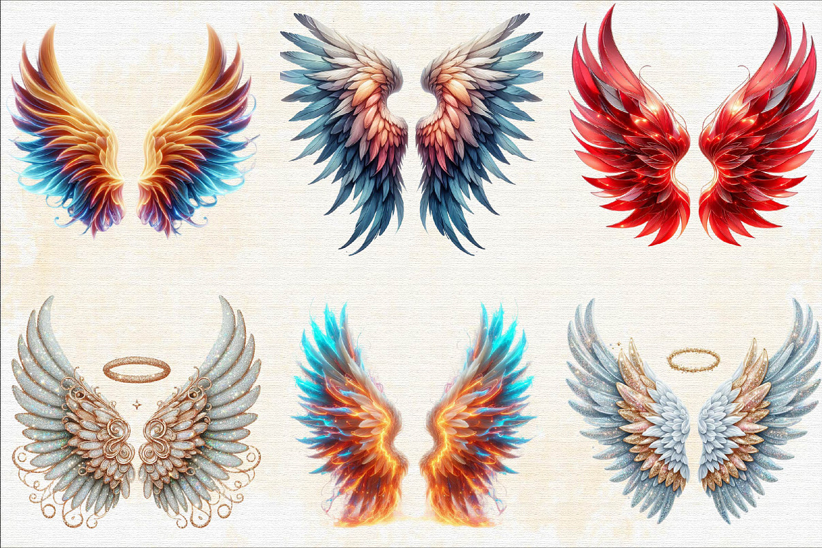 Glitter Angel Wings Sublimation Clip, an Illustration by SVGArt (Photo 2 of 8)