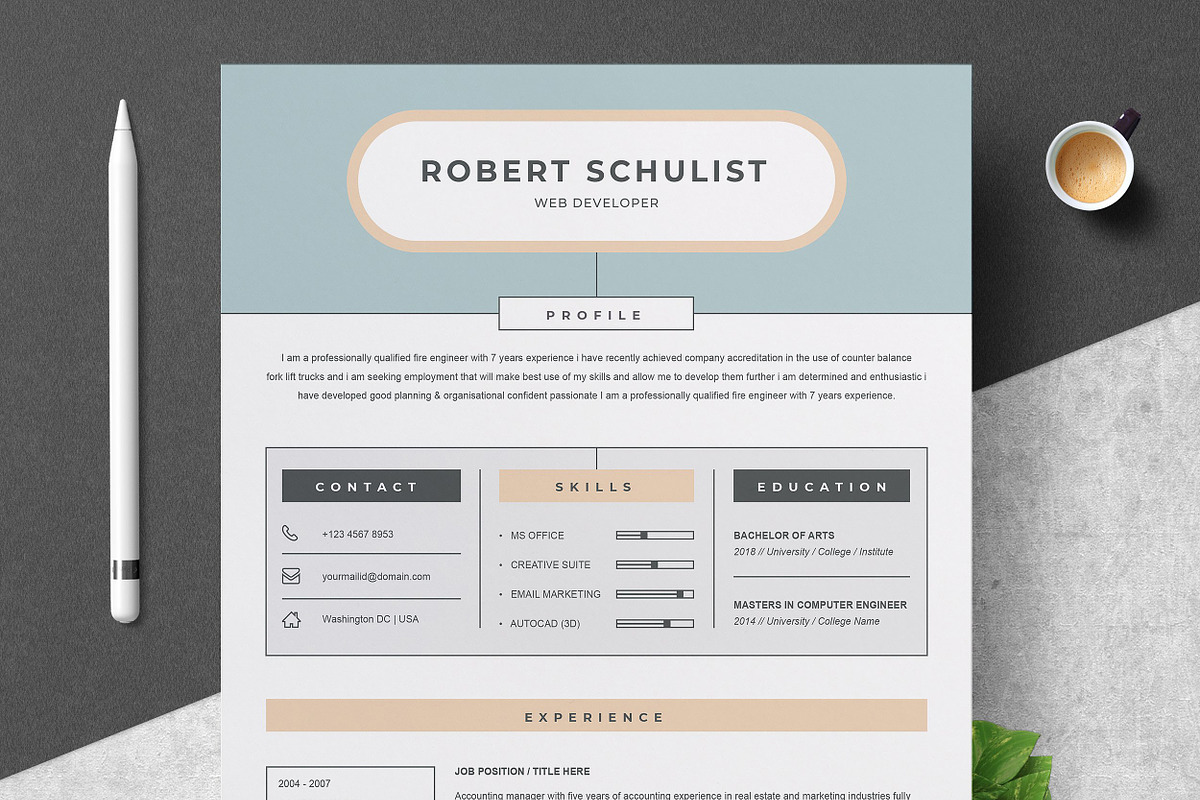 Resume/CV Bundle | 200+ for $29, a Resume Template by ResumeInventor (Photo 25 of 207)