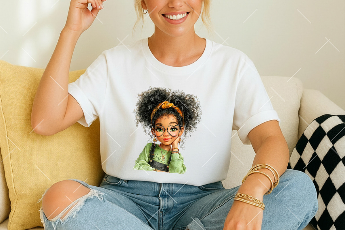 Whimsical Black Afro Girl Clipart, an Illustration by OK Design (Photo 6 of 6)