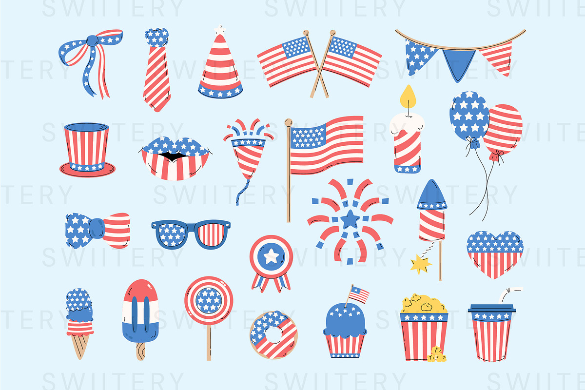 Independence Day Clipart - Swiitery, a Decorative Illustration by Iconixar & Friends (Photo 2 of 2)