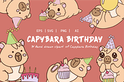 Groovy Birthday Capybara, an Animal Illustration by imdeyaa (Thumbnail 1 of 6)