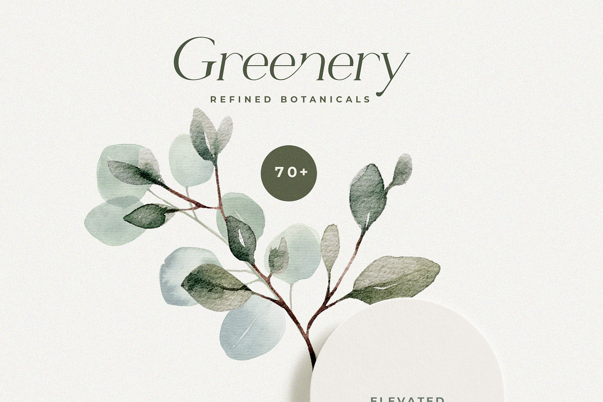 Modern Watercolor Greenery & Wreaths, a Decorative Illustration by Laras Wonderland (Photo 9 of 12)