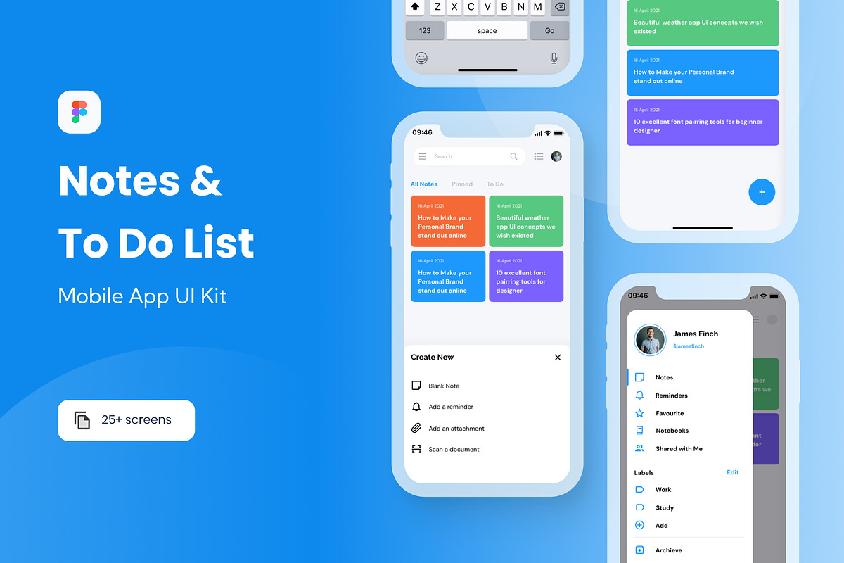Notes & To Do List Mobile UI KIt, an App Template by Kreativ Space