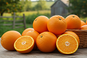 Fresh ripe oranges stacked together, a Food & Drink Photo by professorinc