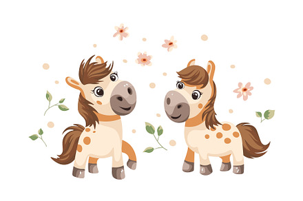 Cute cartoon ponies