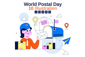 10 World Postal Day Illustration, a Person Illustration by denayunebgt