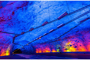 Laerdalstunnelen longest road tunnel in the world norway stock photo, a Transportation Photo by Leonid Andronov