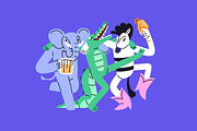 Party animals celebrate holiday set, an Animal Illustration by PaperTrident (Thumbnail 3 of 22)