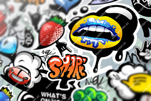 Graffiti Seamless Background & Icons