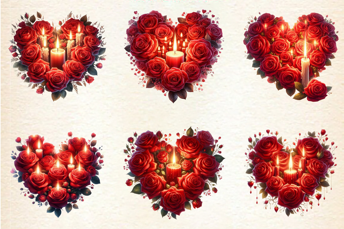 Valentine's Day Roses Heart Clipart, an Illustration by DreamArtGraphic (Photo 6 of 6)