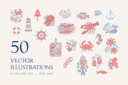 Seafood illustrations Set, a Food Illustration by Vasylyka (Thumbnail 2 of 8)