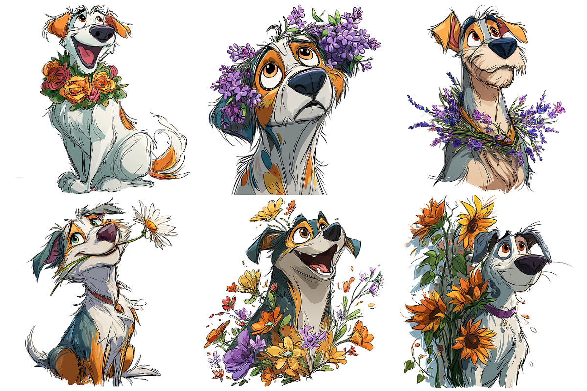 Floral Cute Dog Clipart, an Illustration by Pixels.Craft (Photo 5 of 5)