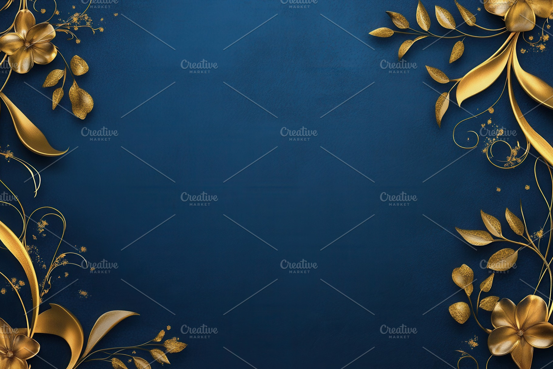 Golden edges on blue background, a Photo by Pavel_design