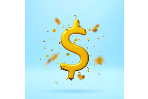 3D Golden dollar sign symbol with, a Finance Illustration by Abscent