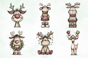 Whimsical Christmas Reindeer Clipart, an Illustration by Creative Art (Thumbnail 5 of 13)