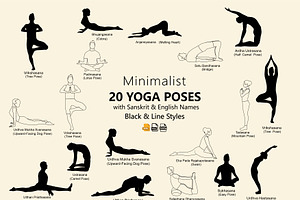 Minimalist Yoga Poses Silhouettes, a Graphic by Svetlana Voloshina