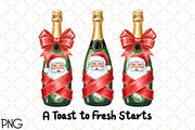Festive Champagne Bottle Clipart Png, an Illustration by Black Bird Studio (Thumbnail 1 of 4)
