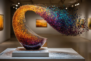 Colorful glass sculpture art install, an Abstract Photo by Pixeness Studio