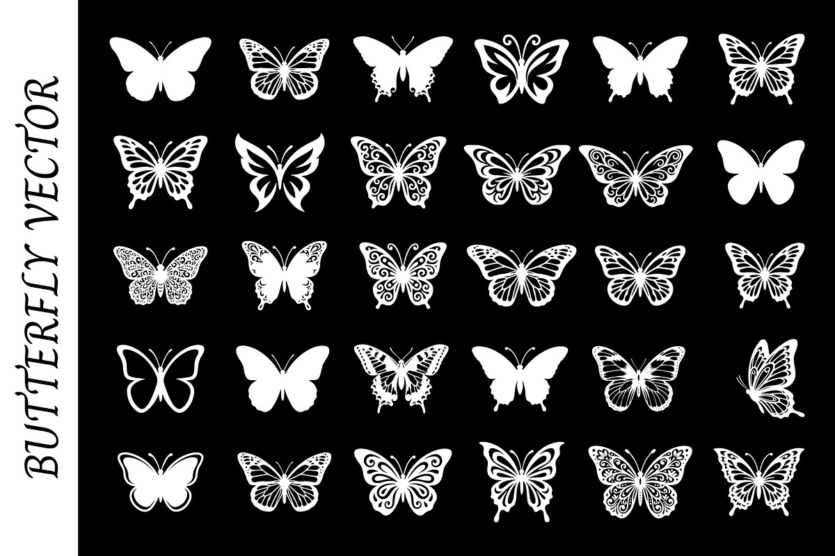 Butterfly Silhouette vector Art, an Animal Illustration by nandinigraphics (Photo 2 of 3)