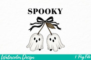 Halloween png, Spooky Ghost  png, an Illustration by Watercolor design (Thumbnail 1 of 3)