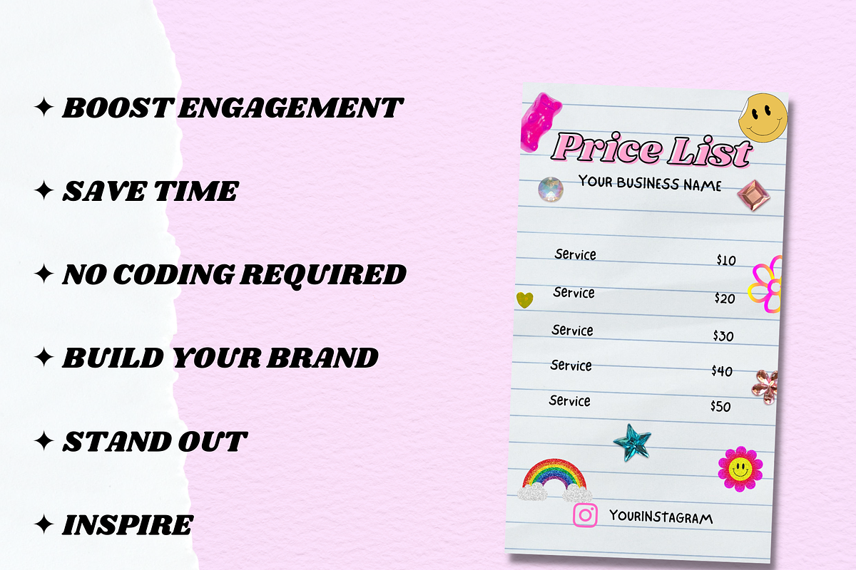 Y2K PRICE LIST Canva Template, a Social Media Template by PLANETSEL (Photo 3 of 4)