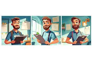Worker with clipboard. Engineer, a Person Illustration by Stock-Smart-Start