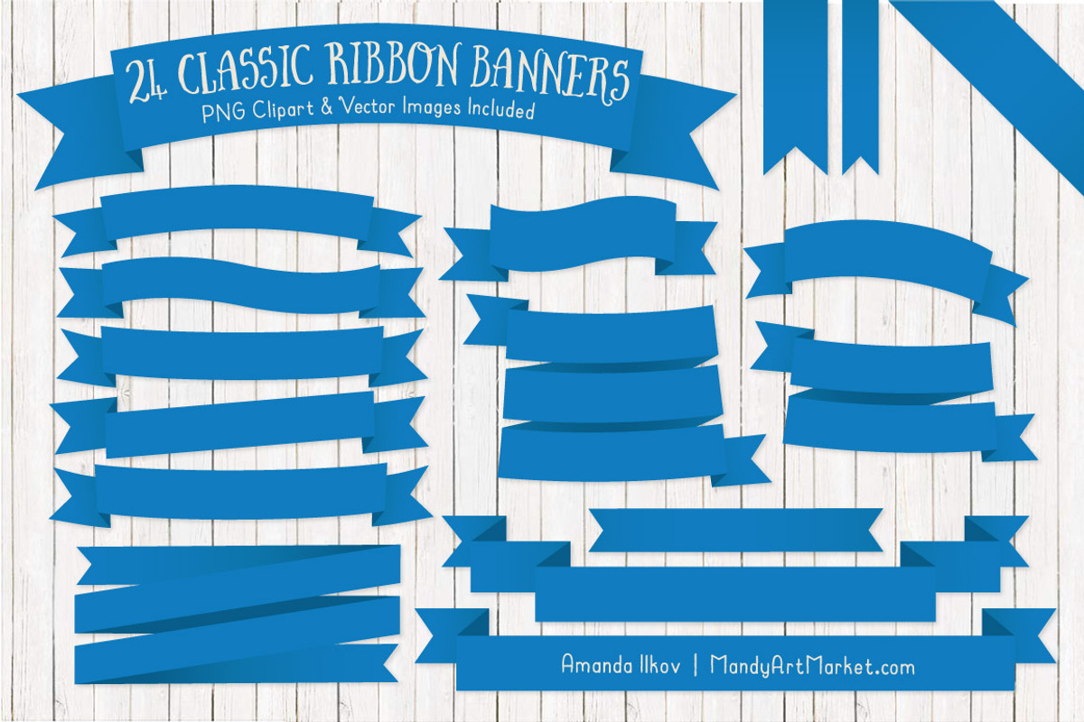 Blue Ribbon Banner Clipart, an Illustration by Amanda Ilkov (Photo 1 of 4)