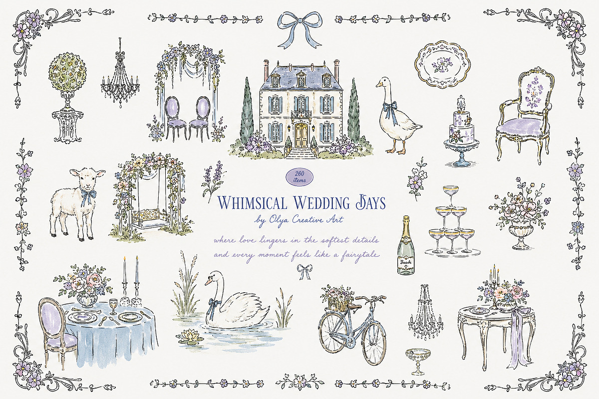 260 Wedding Cliparts, Frames, an Object Graphic by Olya Creative (Photo 1 of 13)