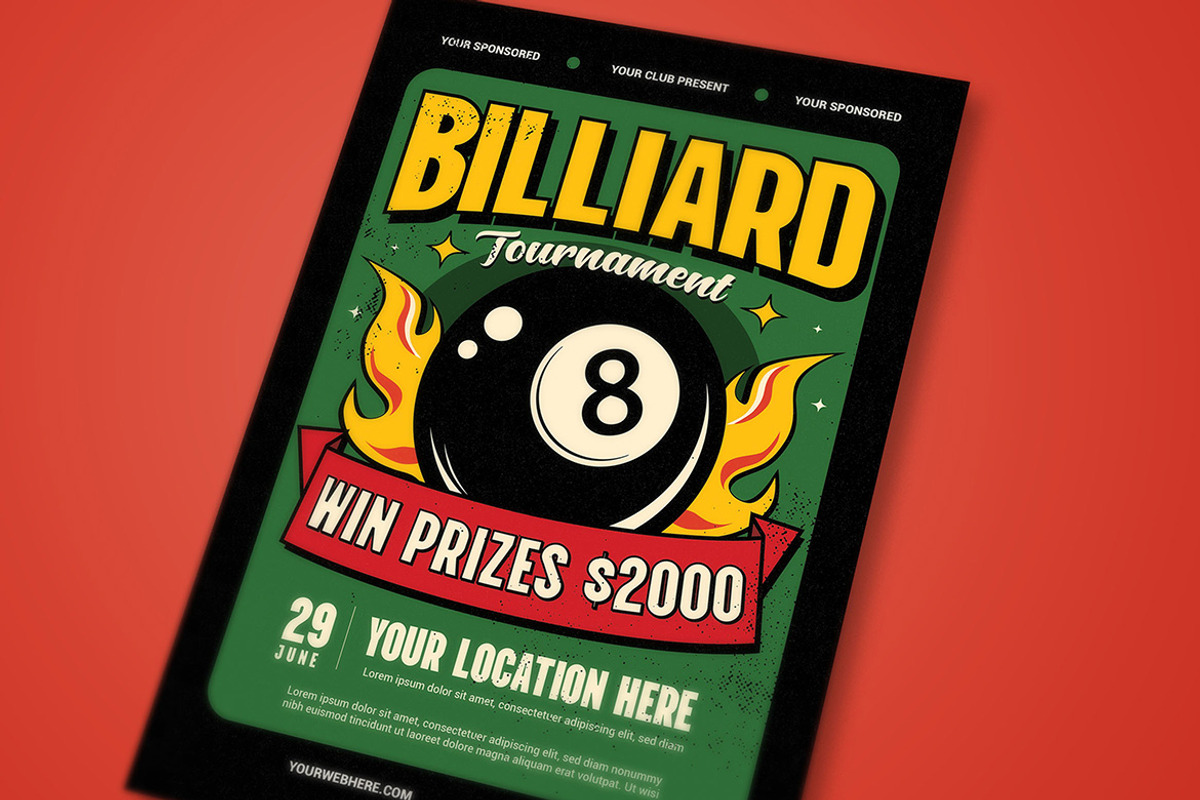 Billiard Tournament Flyer Template, a Flyer Template by megarez (Photo 3 of 3)