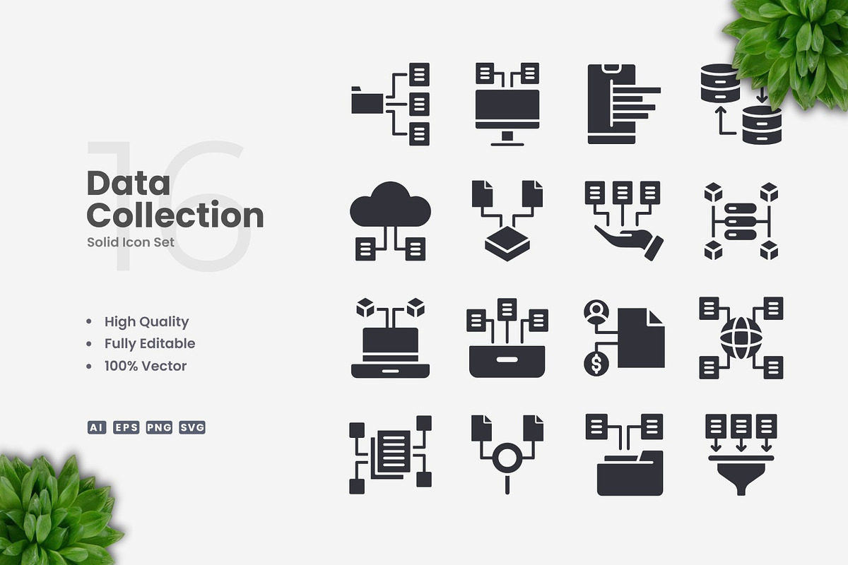 Data Collection Solid Icons, an Icon by Upnowgraphic