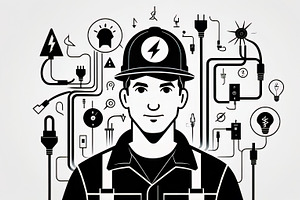Illustration of an electrician with, a Business Photo by Perpis