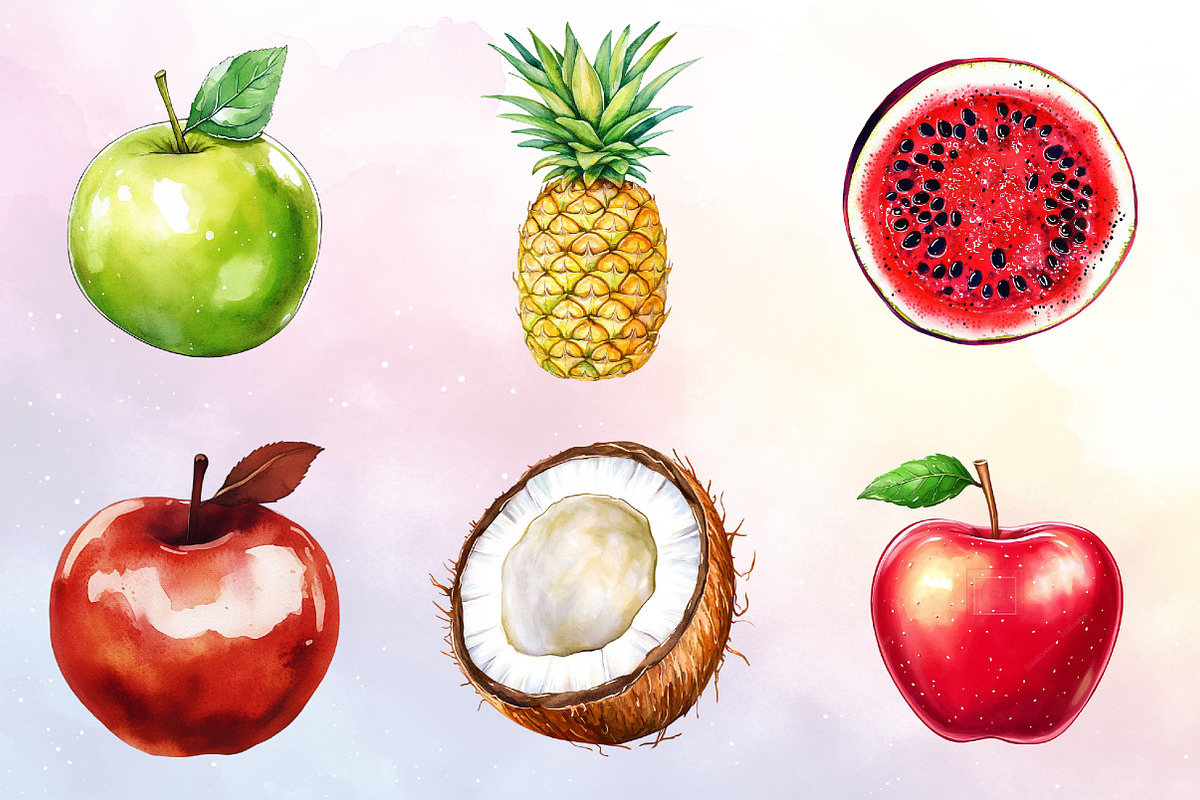 Watercolor Fruit Clipart, an Illustration by Watercolor design (Photo 2 of 4)
