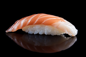 Fresh salmon nigiri sushi placed on, a Food & Drink Photo by MistyDay